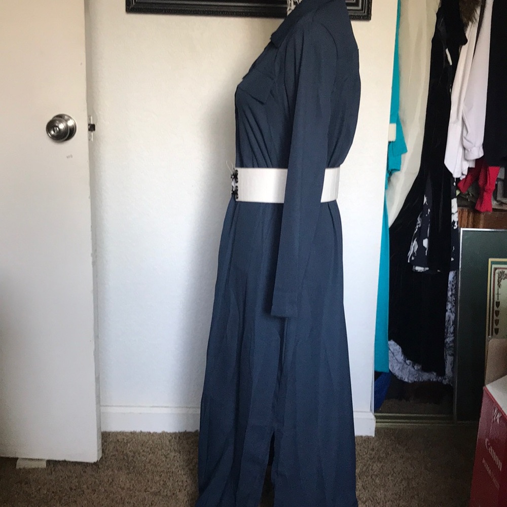 Button Up Long Sleeve Shirt Dress (No Belts) - Picture 3 of 5
